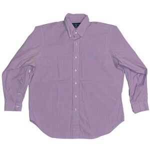 Ralph Lauren Classic Fit Shirt Men's Large 16.5 32/33 Lavender Plaid Cotton